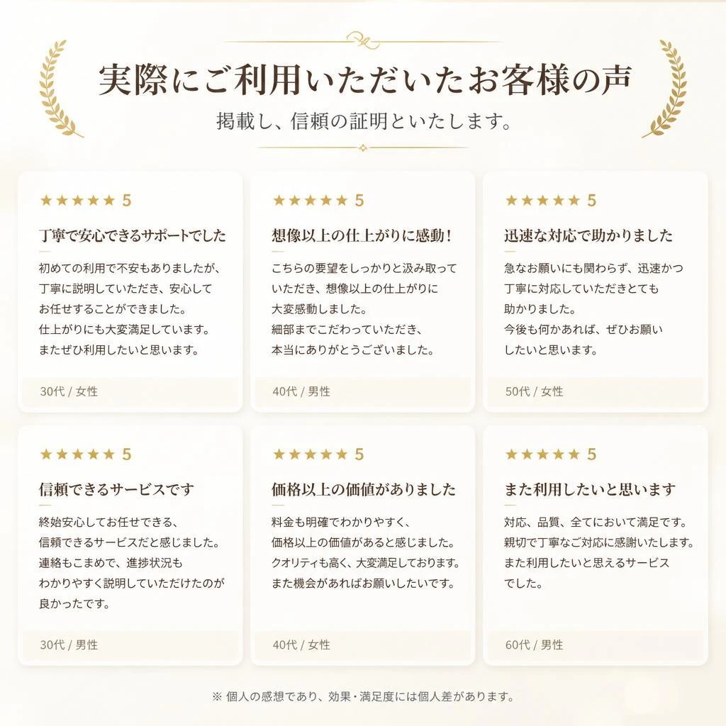お客様の声を大切に